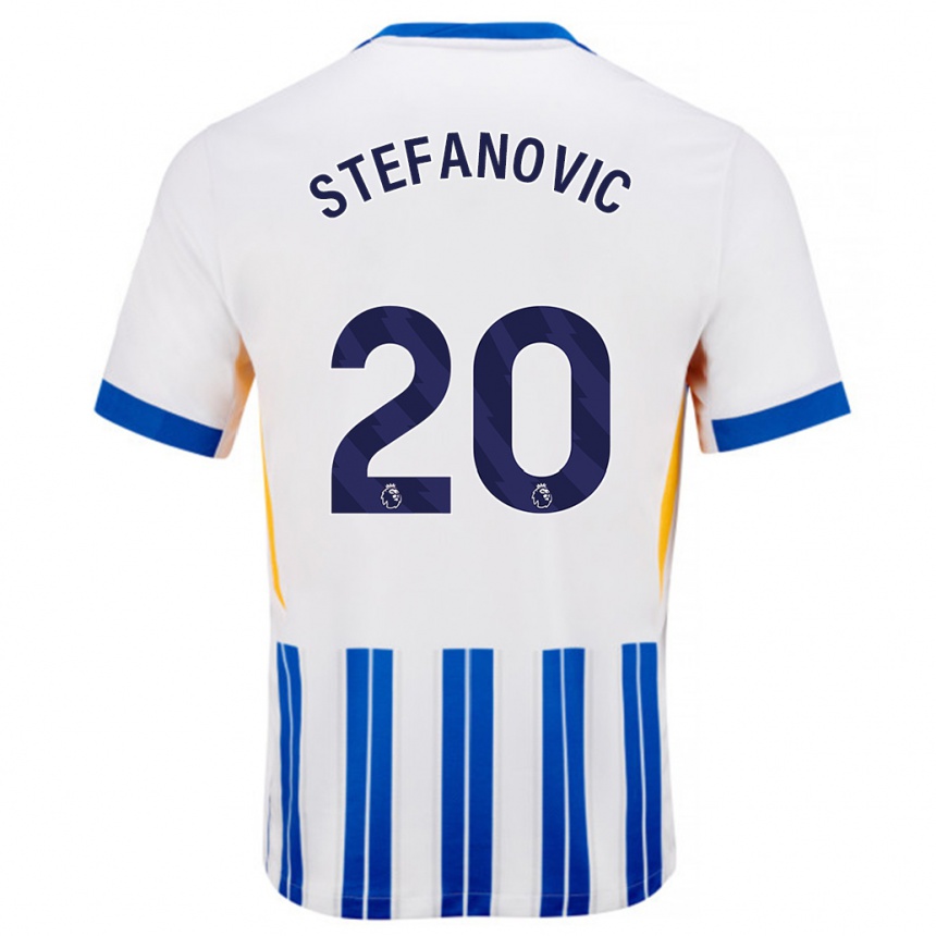 Kids Football Dejana Stefanović #20 White Blue Pinstripes Home Jersey 2024/25 T-Shirt Canada