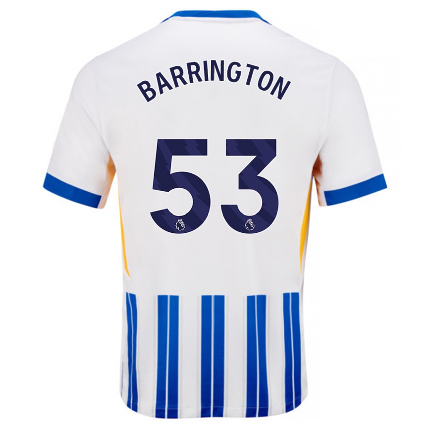 Kids Football Luca Barrington #53 White Blue Pinstripes Home Jersey 2024/25 T-Shirt Canada