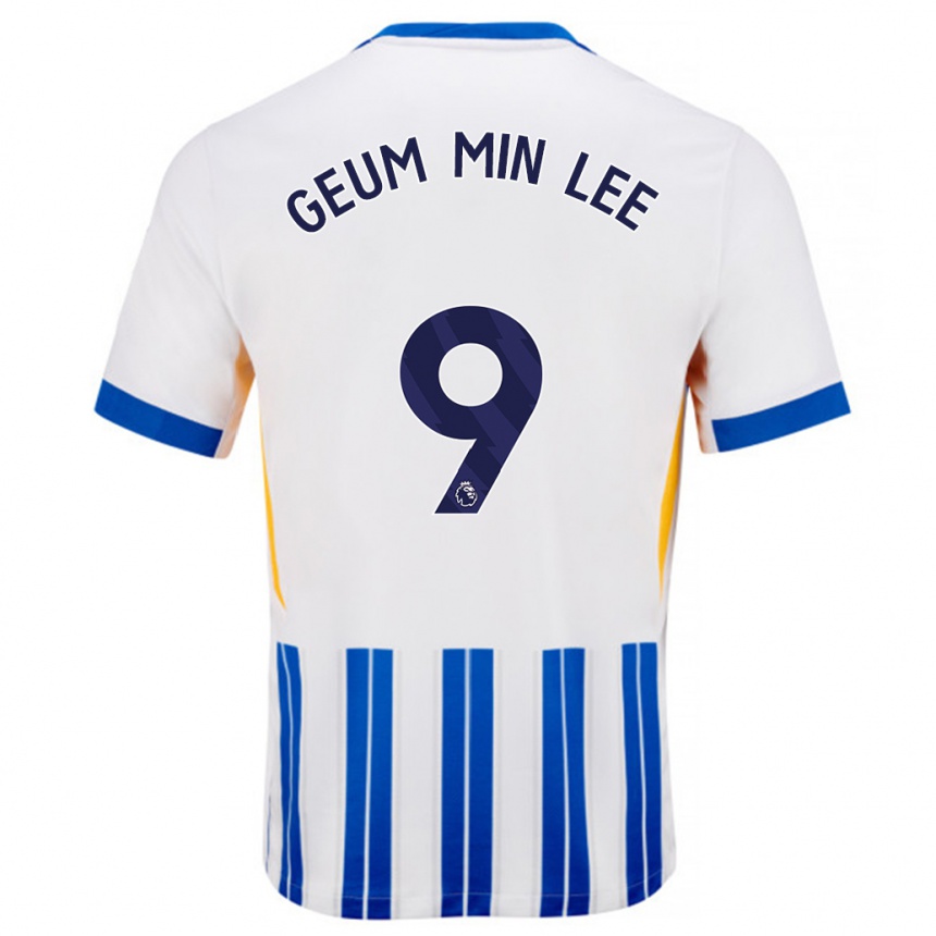 Enfant Football Maillot Lee Geum-Min #9 Blanc Bleu À Rayures Fines Tenues Domicile 2024/25 Canada