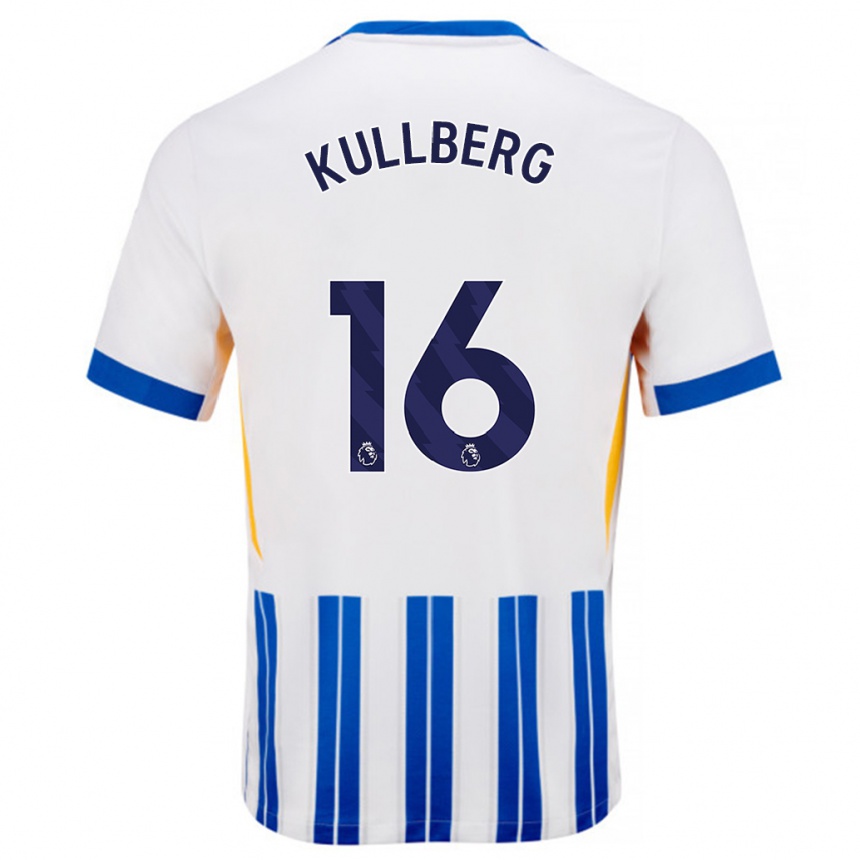 Enfant Football Maillot Emma Nanny Charlotte Kullberg #16 Blanc Bleu À Rayures Fines Tenues Domicile 2024/25 Canada