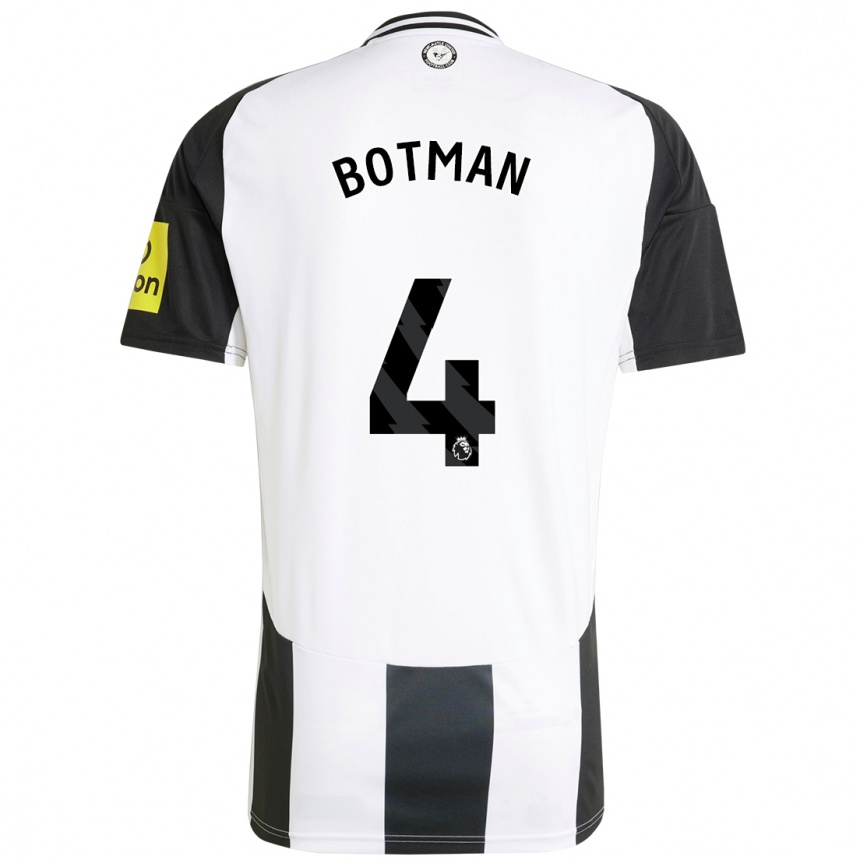 Kids Football Sven Botman #4 White Black Home Jersey 2024/25 T-Shirt Canada