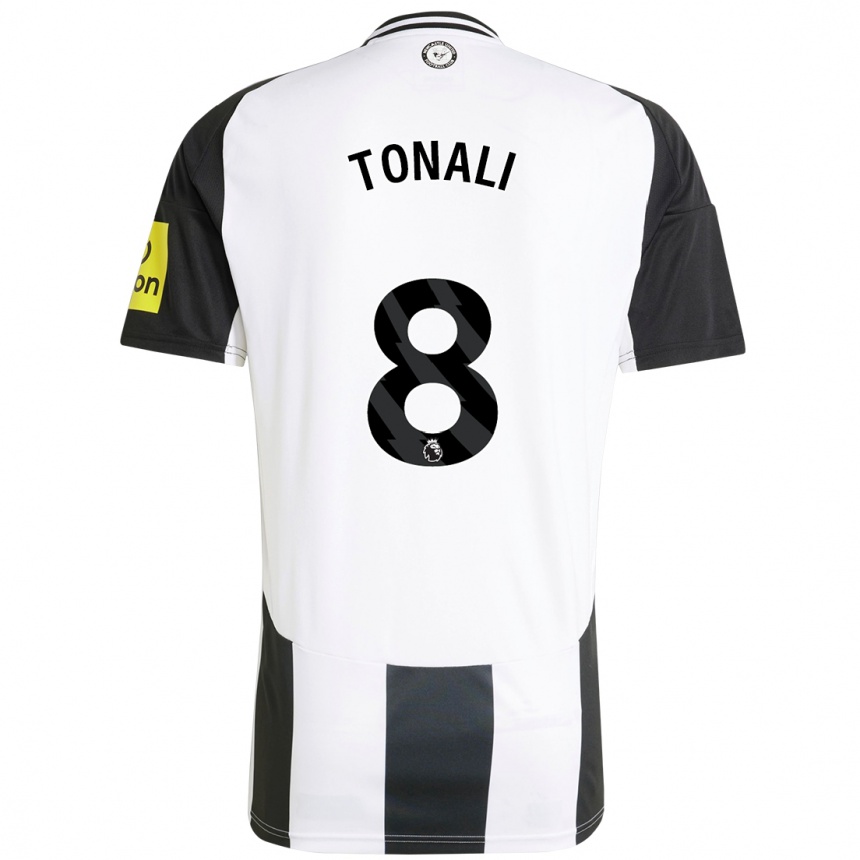 Enfant Football Maillot Sandro Tonali #8 Blanc Noir Tenues Domicile 2024/25 Canada