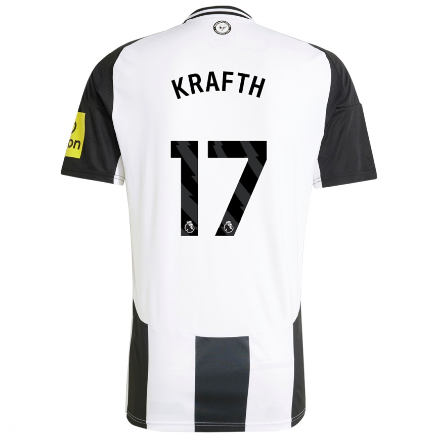 Kids Football Emil Krafth #17 White Black Home Jersey 2024/25 T-Shirt Canada