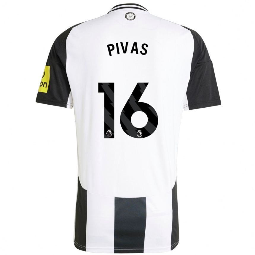 Kids Football Miodrag Pivas #16 White Black Home Jersey 2024/25 T-Shirt Canada