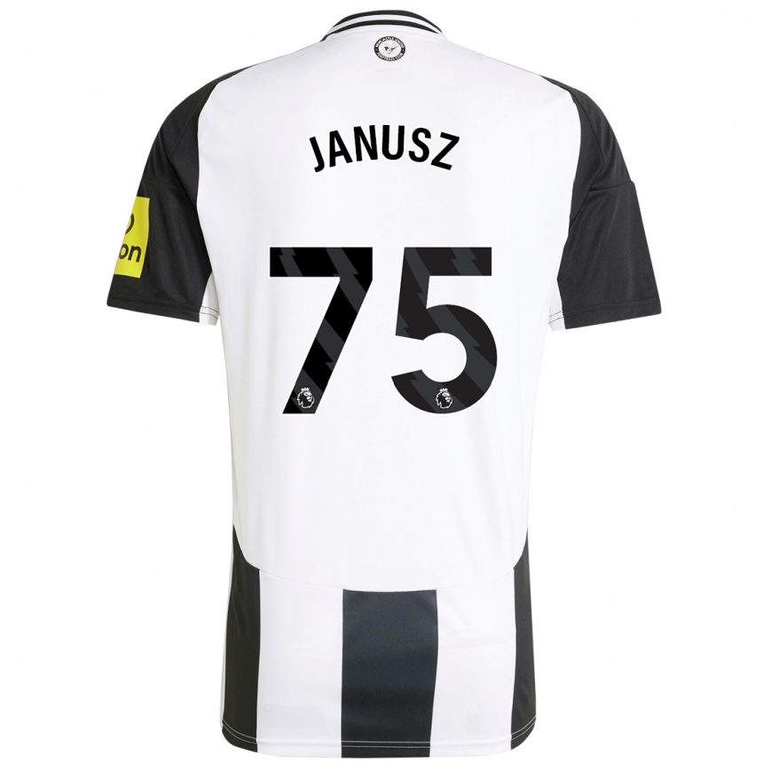 Kids Football Adrian Janusz #75 White Black Home Jersey 2024/25 T-Shirt Canada