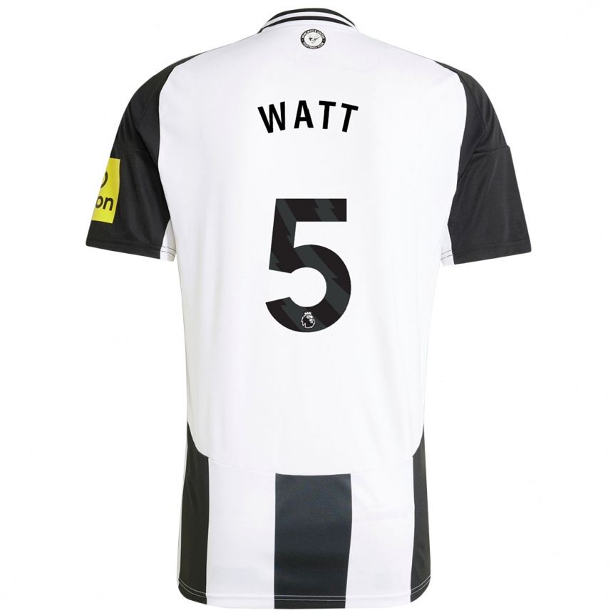 Kids Football Olivia Watt #5 White Black Home Jersey 2024/25 T-Shirt Canada