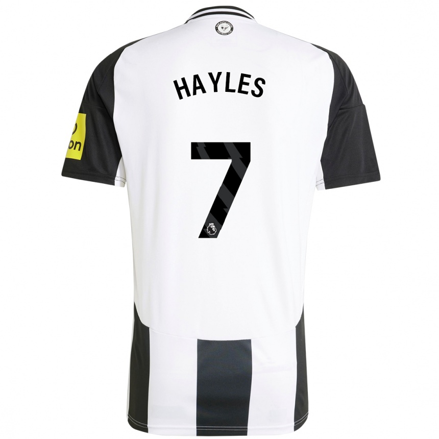 Kids Football Shania Hayles #7 White Black Home Jersey 2024/25 T-Shirt Canada