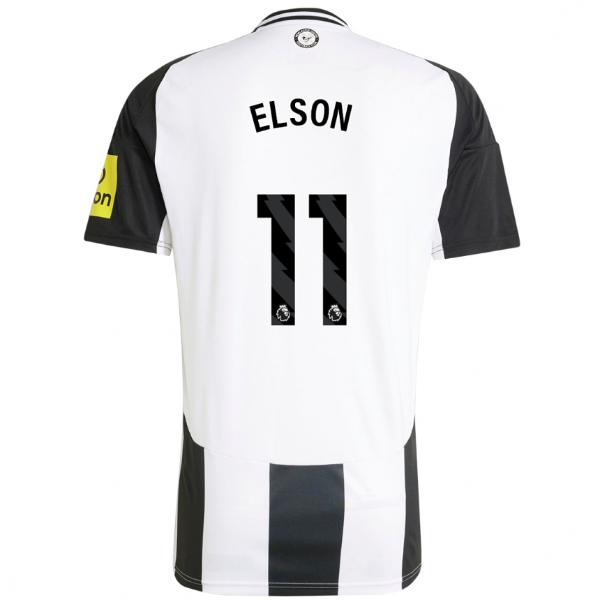 Kids Football Kacie Elson #11 White Black Home Jersey 2024/25 T-Shirt Canada