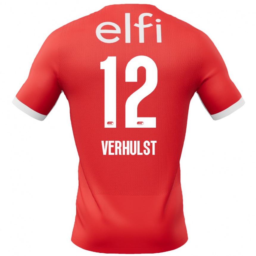 Kids Football Hobie Verhulst #12 Red White Home Jersey 2024/25 T-Shirt Canada