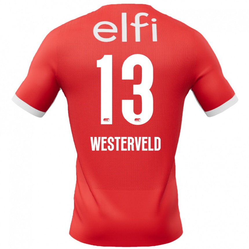 Kids Football Sem Westerveld #13 Red White Home Jersey 2024/25 T-Shirt Canada