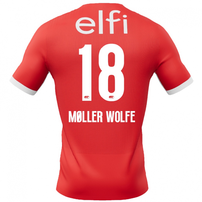 Kids Football David Møller Wolfe #18 Red White Home Jersey 2024/25 T-Shirt Canada