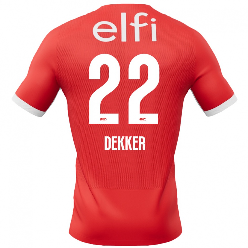 Kids Football Maxim Dekker #22 Red White Home Jersey 2024/25 T-Shirt Canada