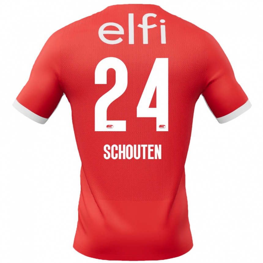 Kids Football Lewis Schouten #24 Red White Home Jersey 2024/25 T-Shirt Canada