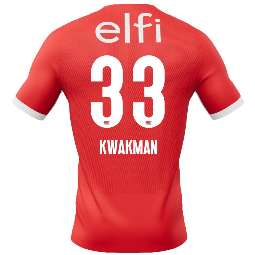 Kids Football Dave Kwakman #33 Red White Home Jersey 2024/25 T-Shirt Canada