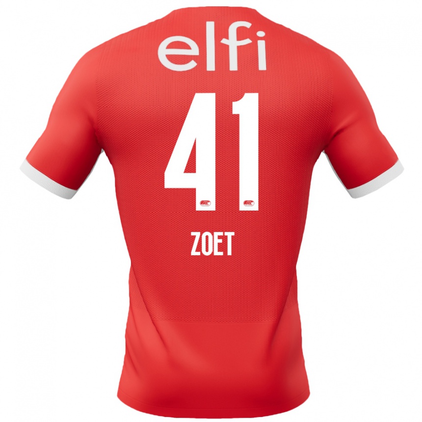 Kids Football Jeroen Zoet #41 Red White Home Jersey 2024/25 T-Shirt Canada