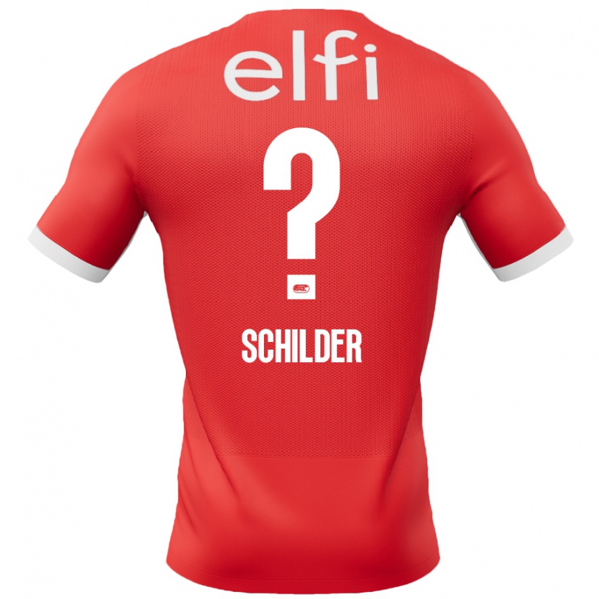 Kids Football Koen Schilder #0 Red White Home Jersey 2024/25 T-Shirt Canada