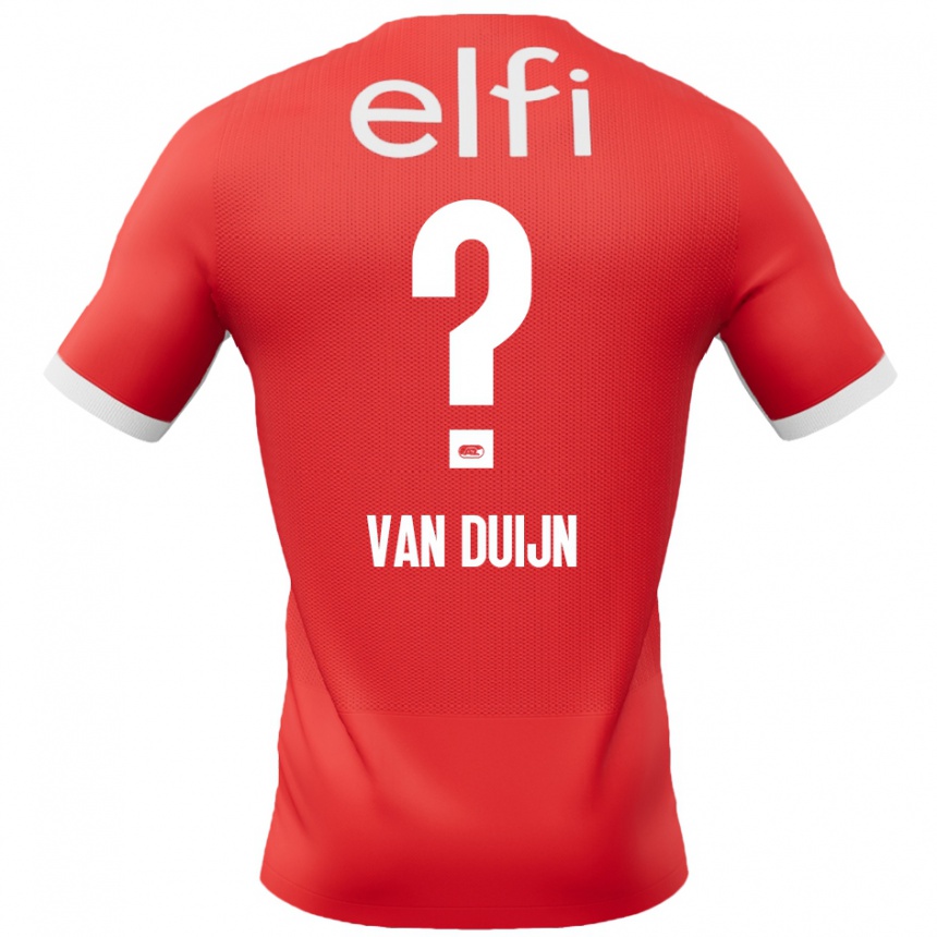 Kids Football Sem Van Duijn #0 Red White Home Jersey 2024/25 T-Shirt Canada