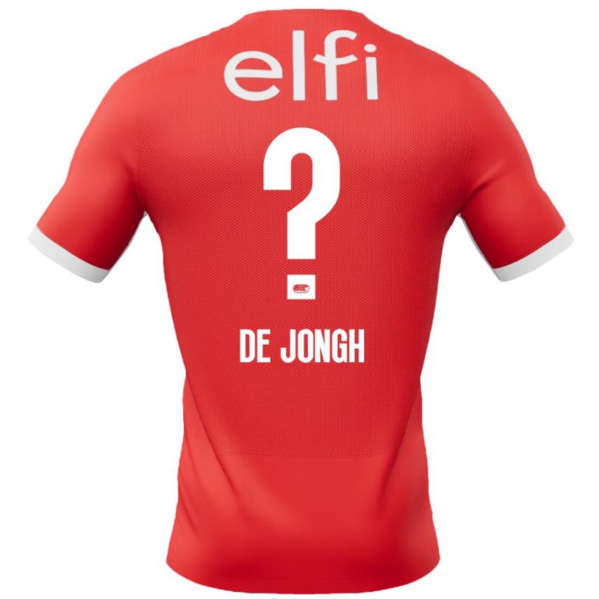 Kids Football Iain De Jongh #0 Red White Home Jersey 2024/25 T-Shirt Canada