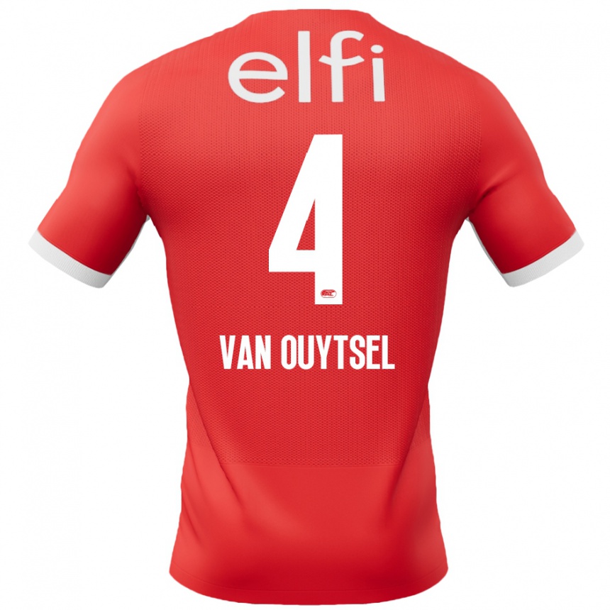 Kids Football Kevin Van Ouytsel #4 Red White Home Jersey 2024/25 T-Shirt Canada