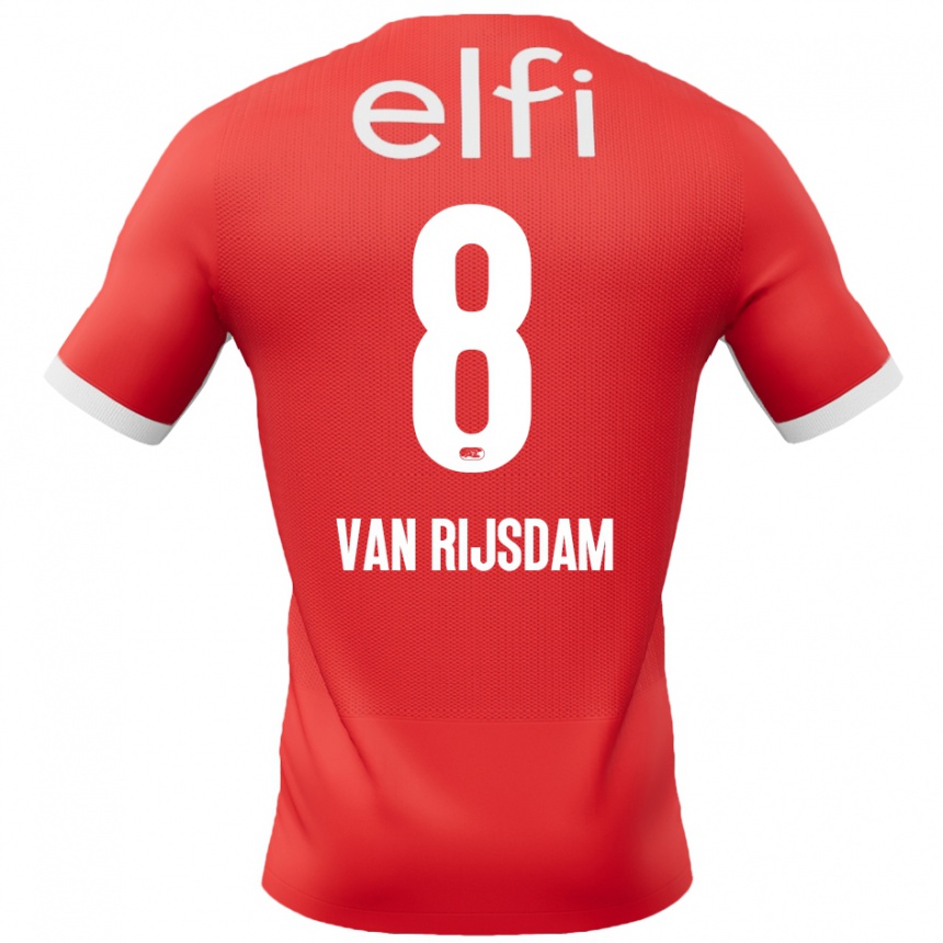 Kids Football Julian Van Rijsdam #8 Red White Home Jersey 2024/25 T-Shirt Canada