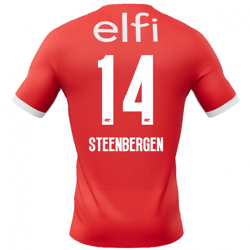 Kids Football Thom Steenbergen #14 Red White Home Jersey 2024/25 T-Shirt Canada