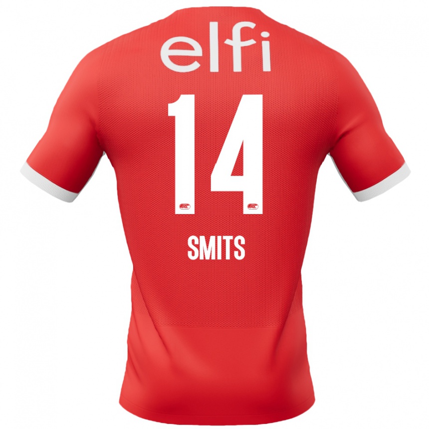 Kids Football Anthony Smits #14 Red White Home Jersey 2024/25 T-Shirt Canada