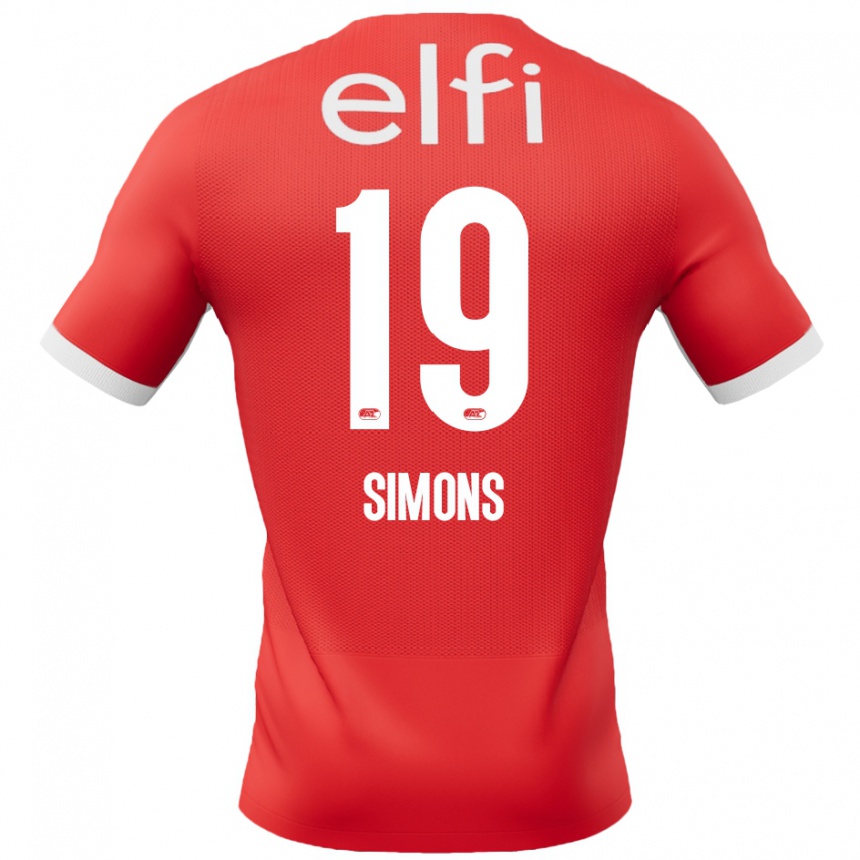 Kids Football Saviola Simons #19 Red White Home Jersey 2024/25 T-Shirt Canada