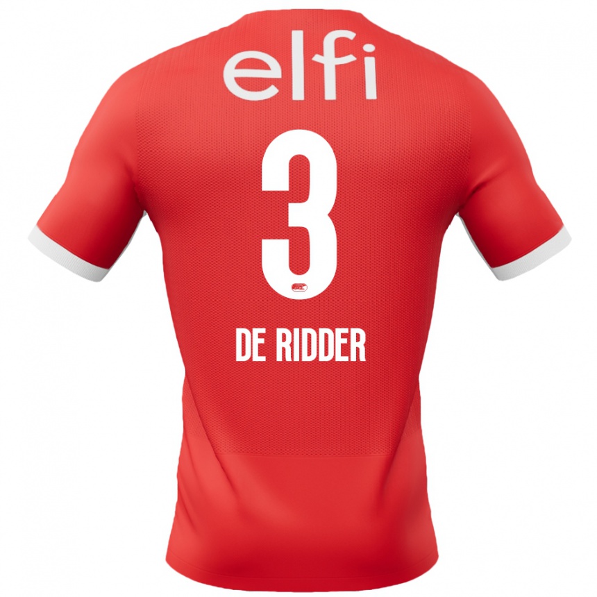 Kids Football Djoeke De Ridder #3 Red White Home Jersey 2024/25 T-Shirt Canada