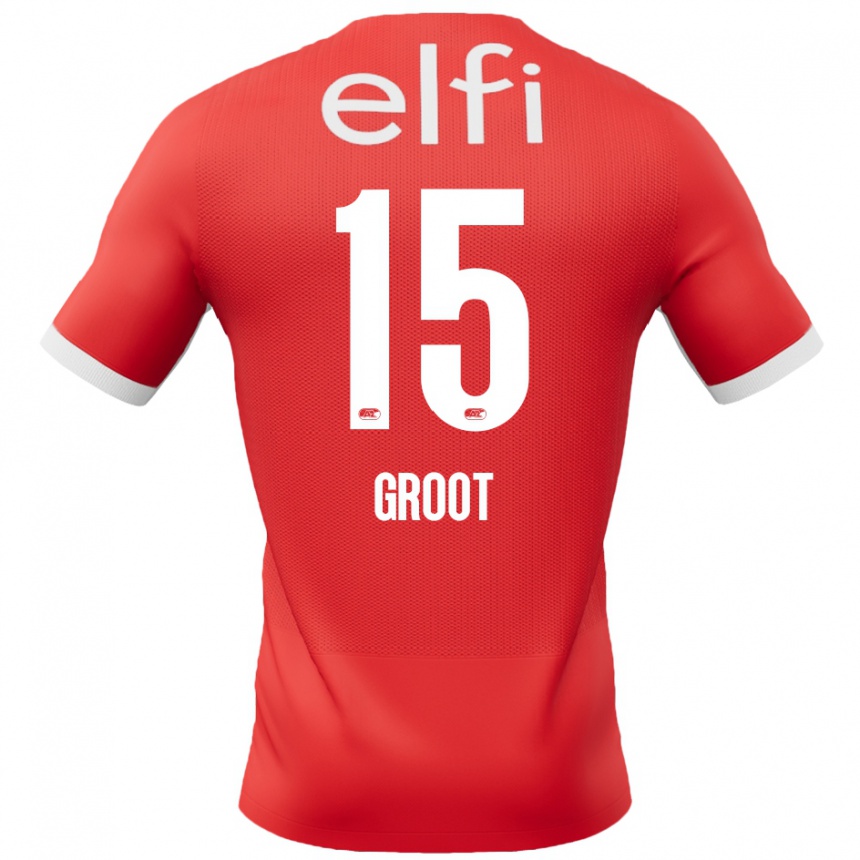 Kids Football Pleun Groot #15 Red White Home Jersey 2024/25 T-Shirt Canada