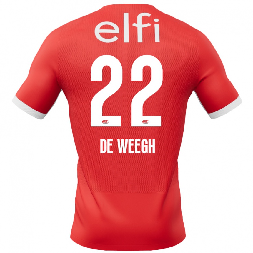 Kids Football Bo Op De Weegh #22 Red White Home Jersey 2024/25 T-Shirt Canada