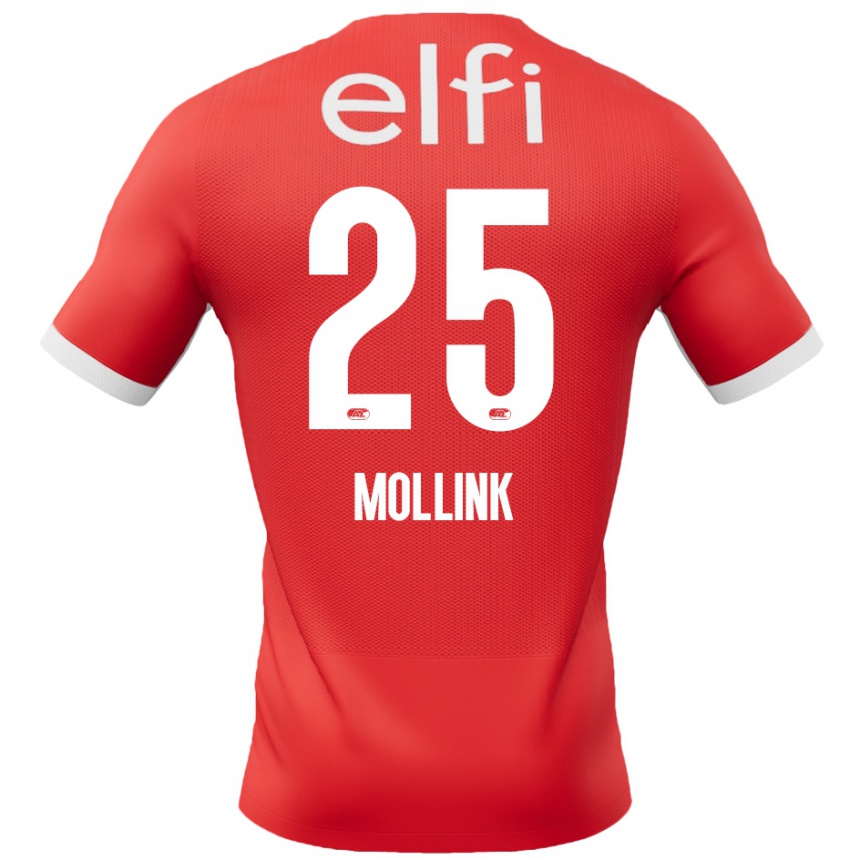 Kids Football Yaël Mollink #25 Red White Home Jersey 2024/25 T-Shirt Canada