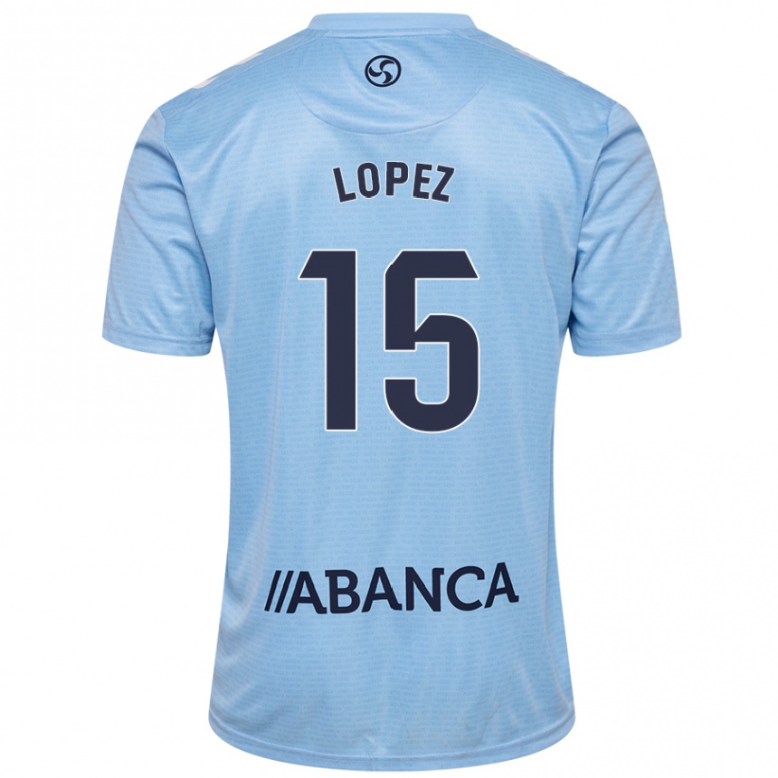 Kids Football Fer López #15 Sky Blue Home Jersey 2024/25 T-Shirt Canada