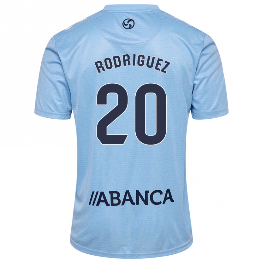 Kids Football Javi Rodríguez #20 Sky Blue Home Jersey 2024/25 T-Shirt Canada