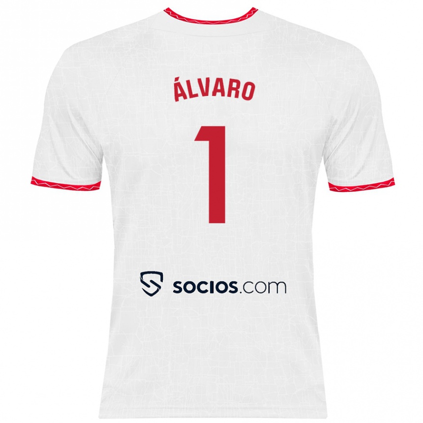 Kids Football Álvaro Fernández #1 White Red Home Jersey 2024/25 T-Shirt Canada