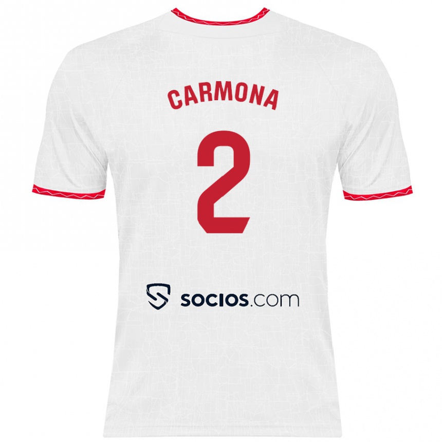 Kids Football José Ángel Carmona #2 White Red Home Jersey 2024/25 T-Shirt Canada