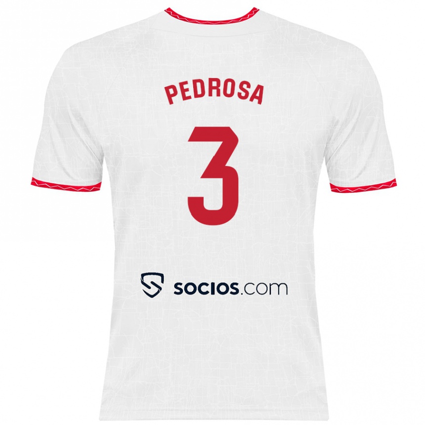 Kids Football Adrià Pedrosa #3 White Red Home Jersey 2024/25 T-Shirt Canada