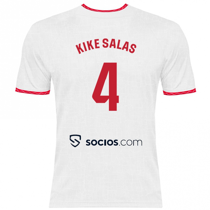 Enfant Football Maillot Kike Salas #4 Blanc Rouge Tenues Domicile 2024/25 Canada