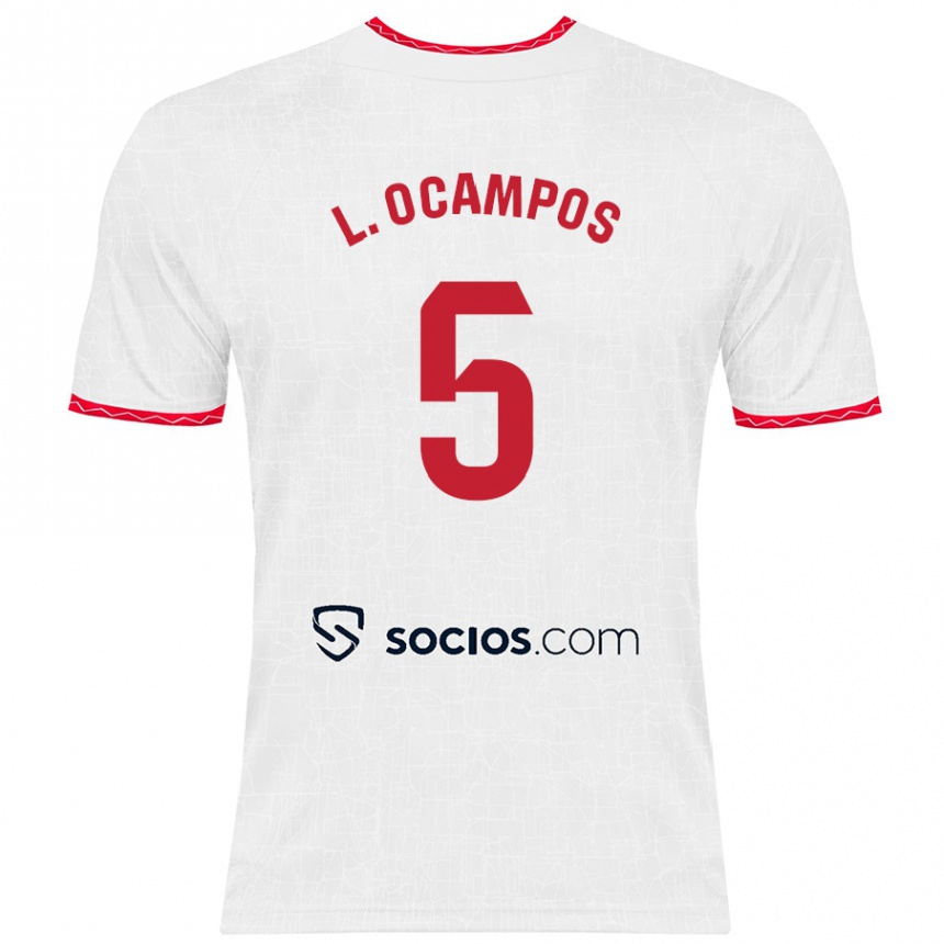 Enfant Football Maillot Lucas Ocampos #5 Blanc Rouge Tenues Domicile 2024/25 Canada