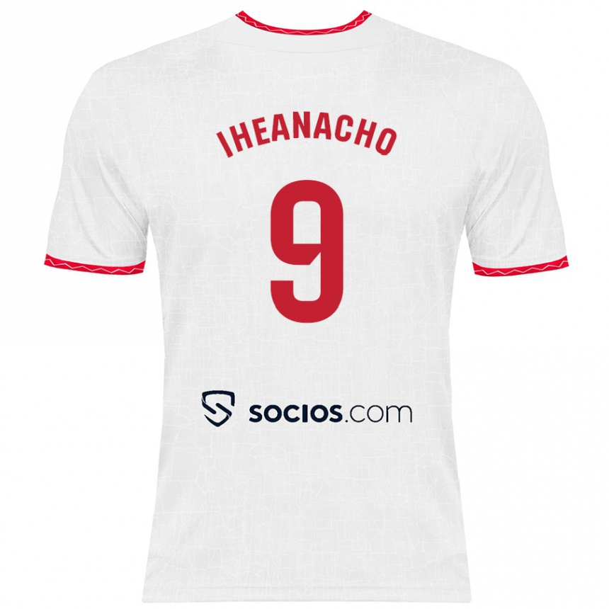 Enfant Football Maillot Kelechi Iheanacho #9 Blanc Rouge Tenues Domicile 2024/25 Canada