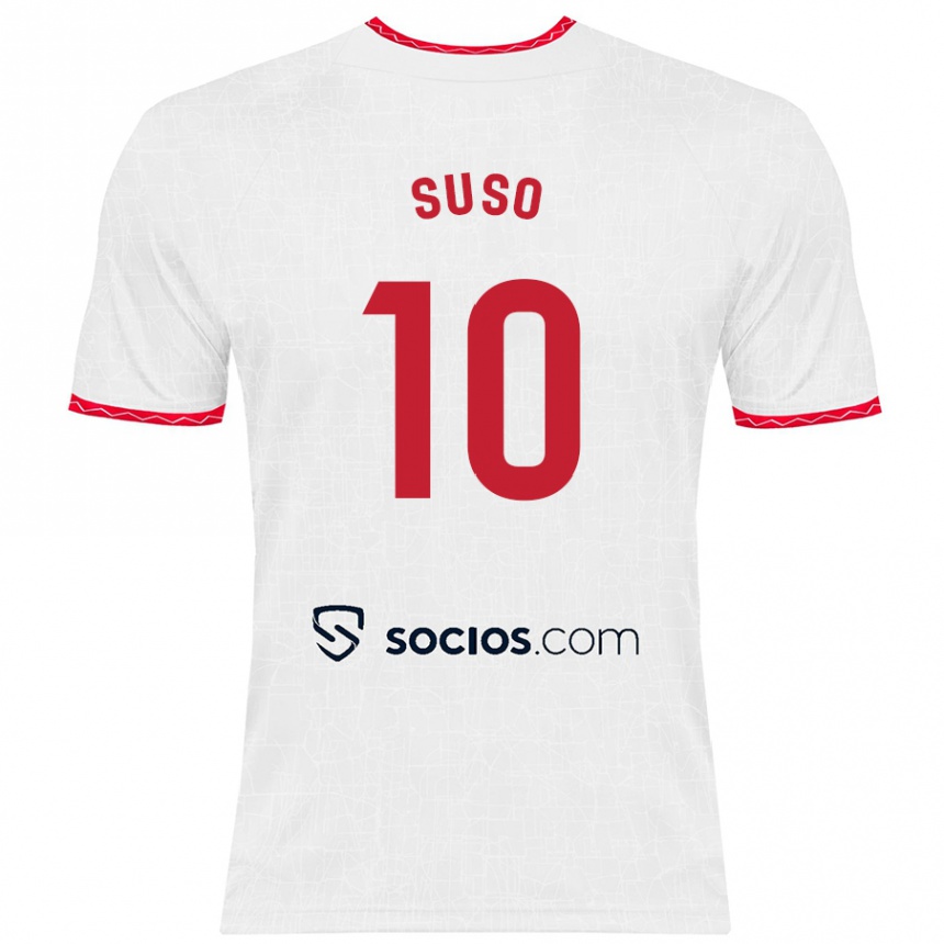 Enfant Football Maillot Suso #10 Blanc Rouge Tenues Domicile 2024/25 Canada