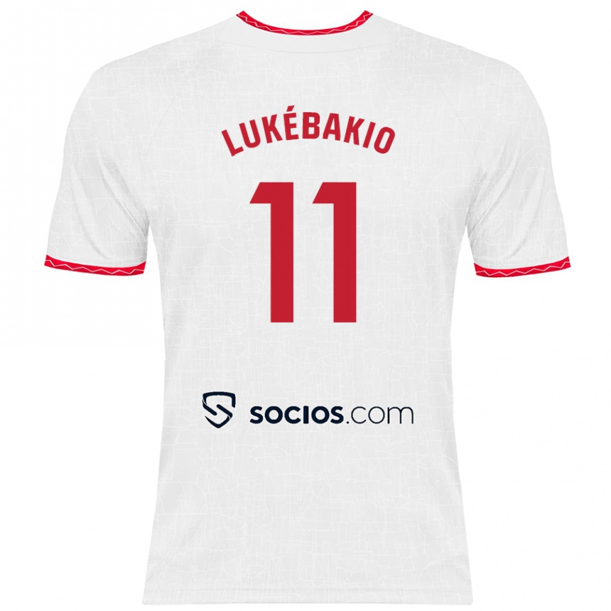 Kids Football Dodi Lukébakio #11 White Red Home Jersey 2024/25 T-Shirt Canada