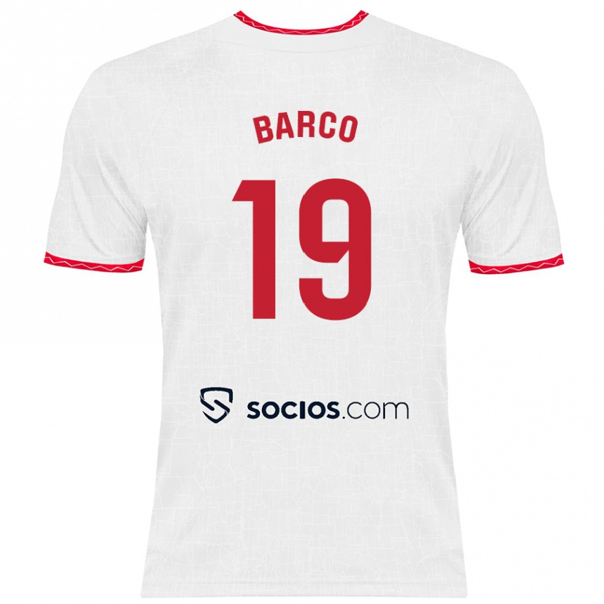 Enfant Football Maillot Valentin Barco #19 Blanc Rouge Tenues Domicile 2024/25 Canada