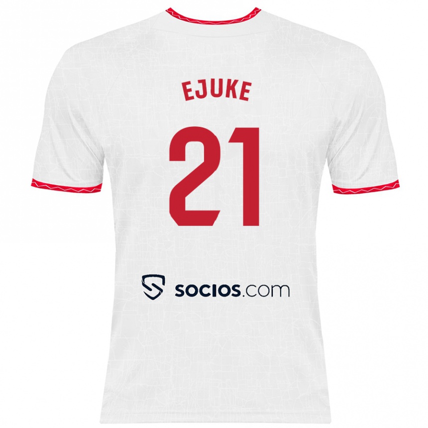 Enfant Football Maillot Chidera Ejuke #21 Blanc Rouge Tenues Domicile 2024/25 Canada