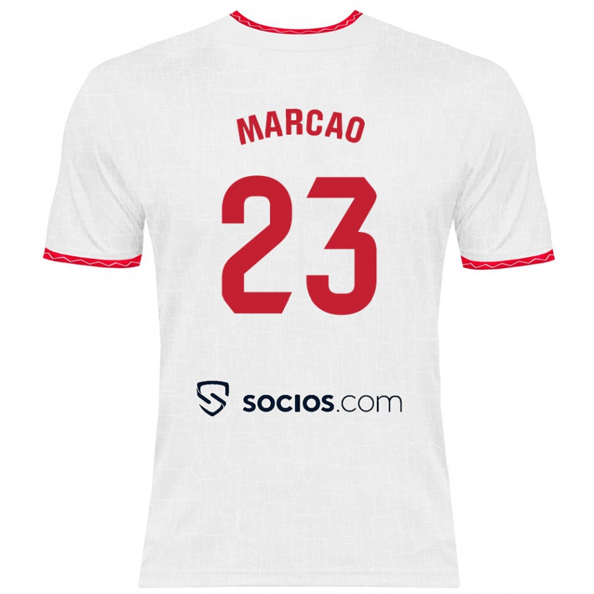 Kids Football Marcão #23 White Red Home Jersey 2024/25 T-Shirt Canada