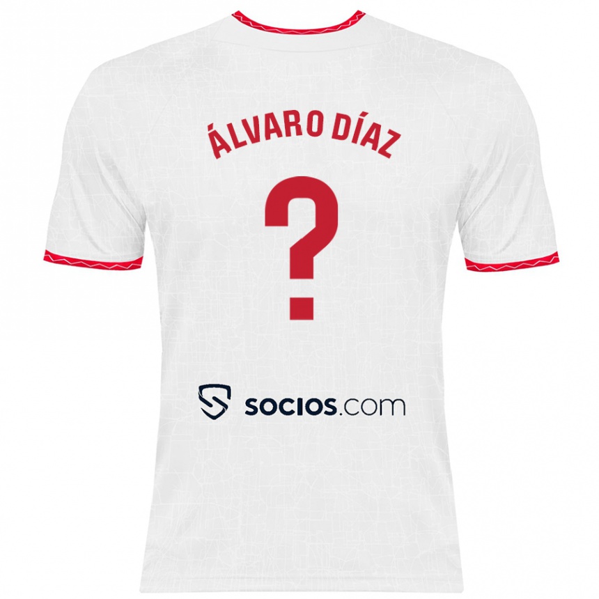 Enfant Football Maillot Álvaro Díaz #0 Blanc Rouge Tenues Domicile 2024/25 Canada