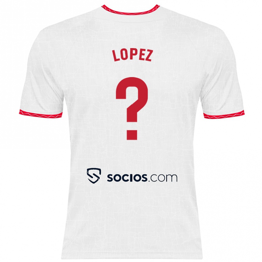 Enfant Football Maillot David López #0 Blanc Rouge Tenues Domicile 2024/25 Canada