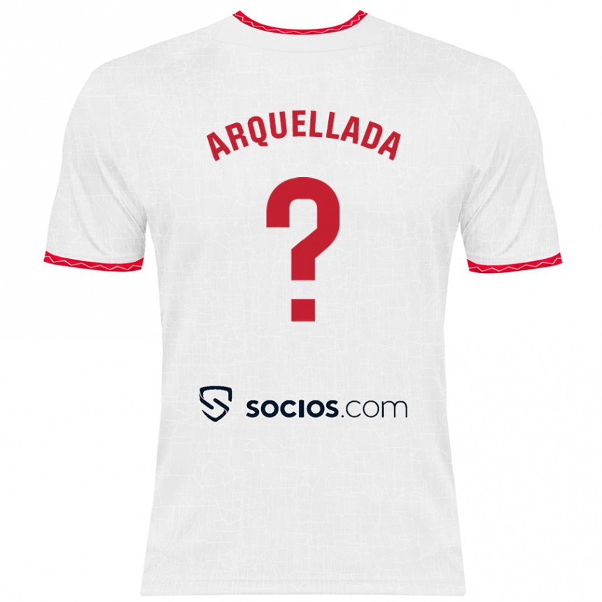 Kids Football Álvaro Arquellada #0 White Red Home Jersey 2024/25 T-Shirt Canada