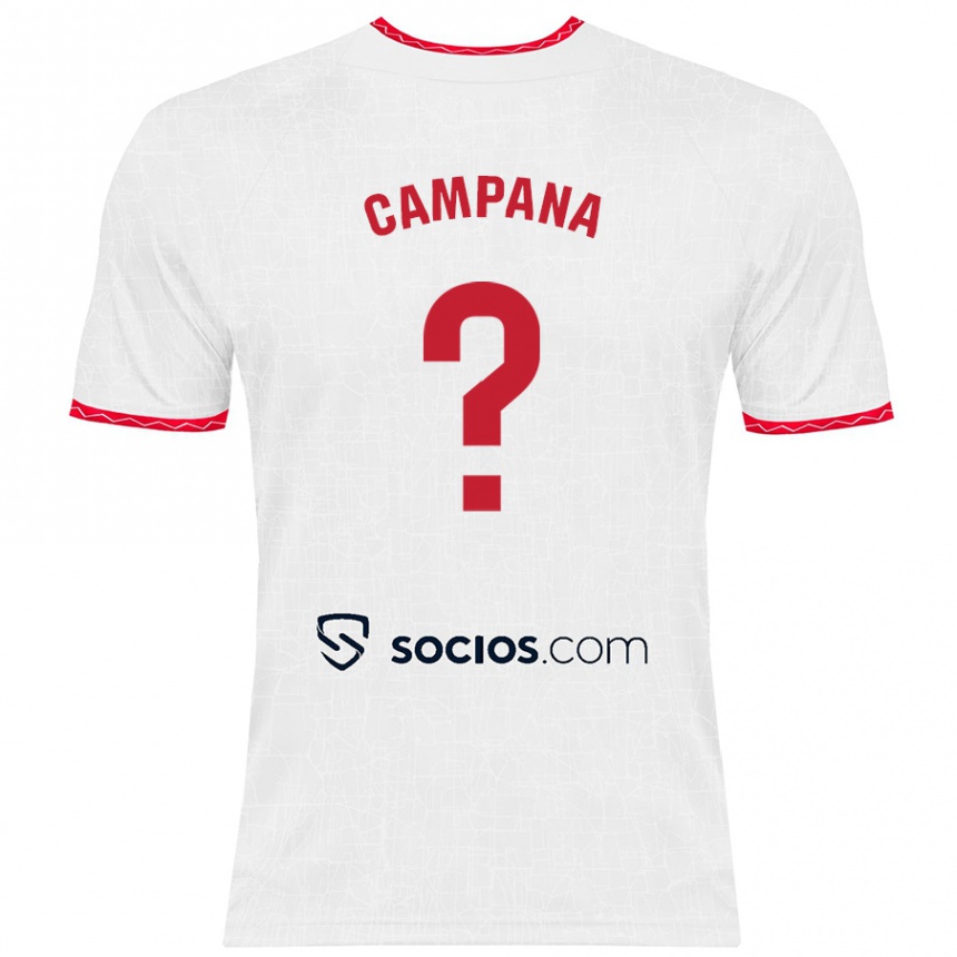 Kids Football Massimo Campana #0 White Red Home Jersey 2024/25 T-Shirt Canada