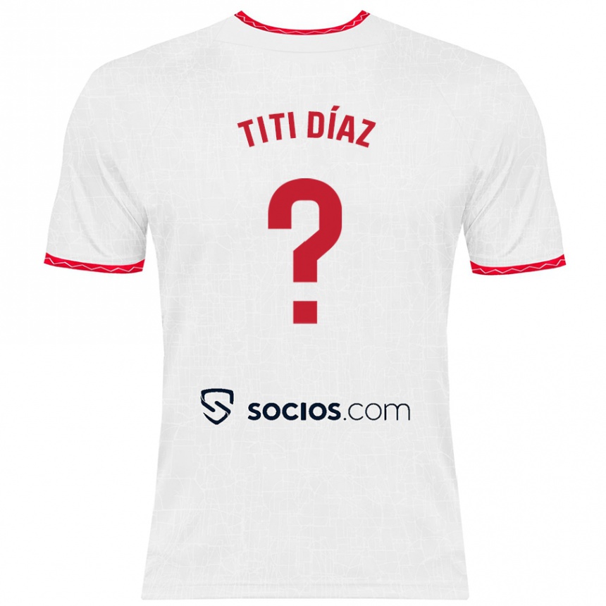 Enfant Football Maillot Titi Díaz #0 Blanc Rouge Tenues Domicile 2024/25 Canada