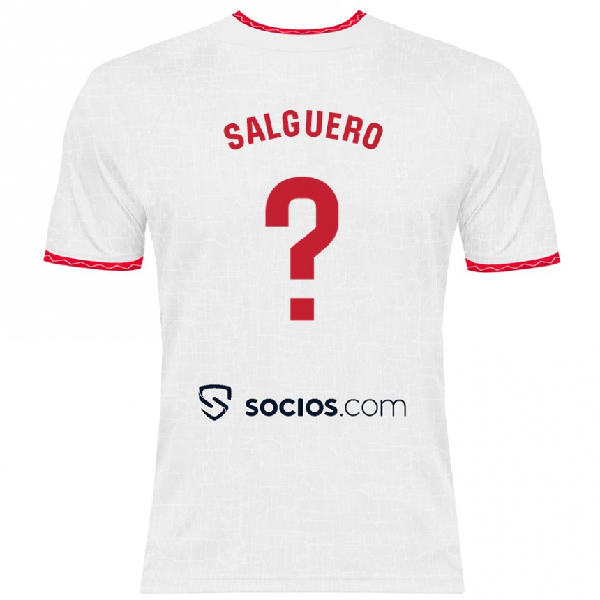 Kids Football Iván Salguero #0 White Red Home Jersey 2024/25 T-Shirt Canada